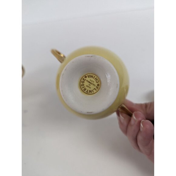 Flintridge Sylvan China Small Sugar Bowl and  Creamer Dish California Yellow - Picture 12 of 12